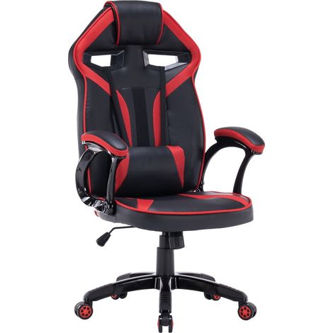 Silla giratoria roja para videojuegos: ergonómica, cómoda y ajustable Perfecta para trabajar y jugar (1/4)