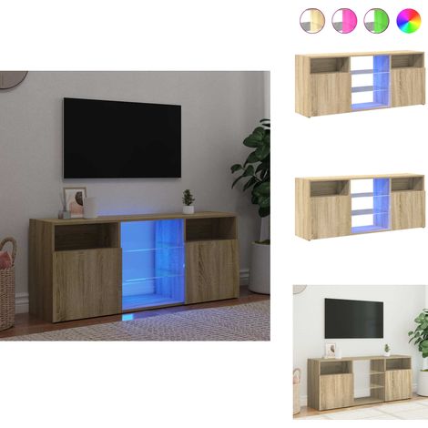 TV-Schrank mit LED-Leuchten Sonoma-Eiche 120x30x50 cm - TV Schrank - Fernsehtisch - Regal - Wohnzimmer Dekoration - Smart Home (1/5)