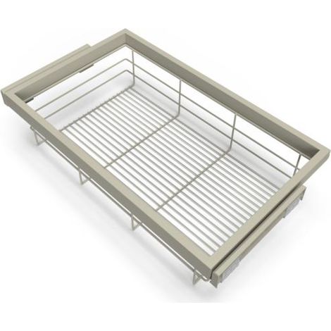 Emuca Kit de cesta de alambre y bastidor de guías con cierre suave para armario, regulable, módulo 800mm, Gris piedra