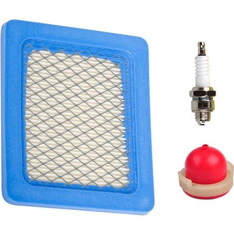 Bougie d'allumage 694395 et poire d'amorçage de filtre à air OxoxO 491588 - Rechange pour Briggs and Stratton 491588S, 4915885, 399959, John Deere PT15853, Oregon 30-710 1 Set (1/5)
