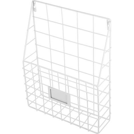 Mural en Métal Blanc, Organisateur de Livres Étagère Murale, Rangement pour Magazines, Accessoire Bureau et Maison, Solution Gain de Place pour Espace de Travail (1/5)