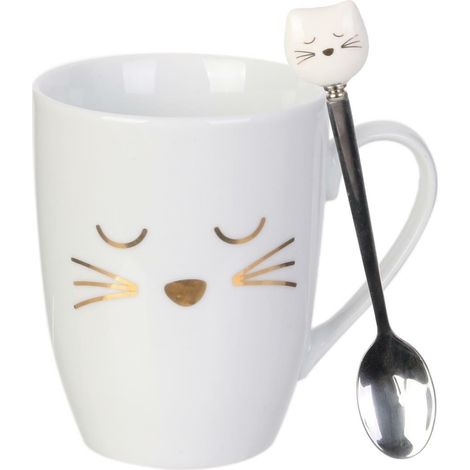 Tazza con cucchiaio a forma di gattino 350 ml (1/5)