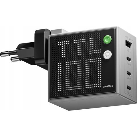 GaN SHARGE Pixel Charger 100W Grau USB C USB A Schnellladung PD QC