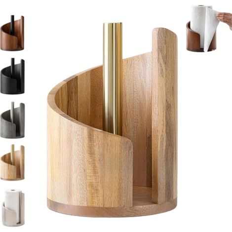 Porta rotolo in legno da terra - Porta rotolo da cucina - Supporto per rotolo da cucina per strappare comodamente il rotolo con una sola mano - Design unico a forma di montagna