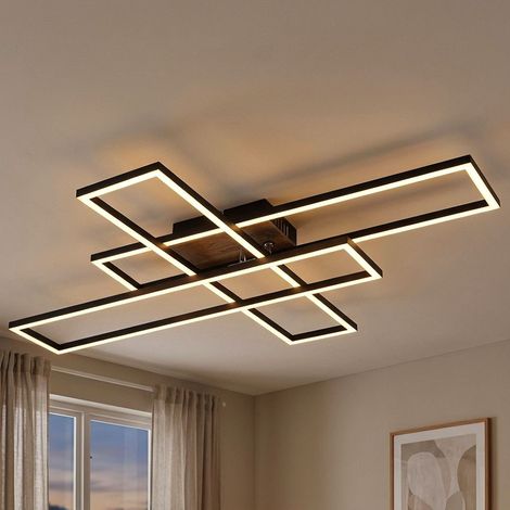 Lampada da soffitto a LED, lampada da soggiorno orientabile, metallo nero, H 80 cm (1/5)