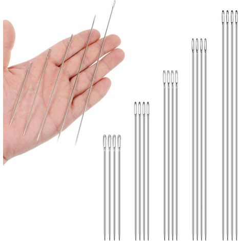 Polsternadeln Set 20 Stück, extra lang, 5 Größen, mit großem Öhr