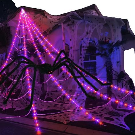 Halloween-Spinnennetzlichter, 8 Beleuchtungsmodi, wasserdichtes Design, Mit Spinnen (1/2)