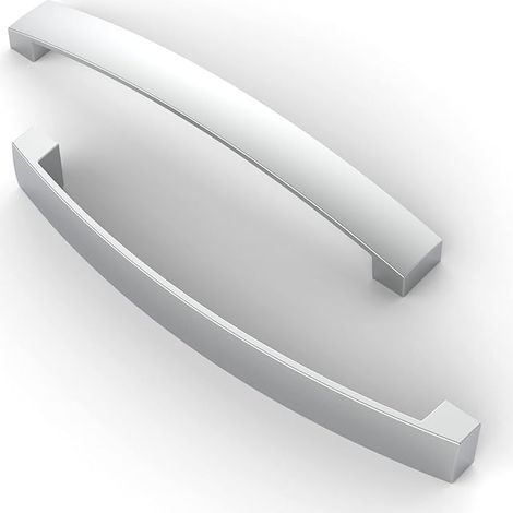 Lot de 5 poignées de meubles chromées, entraxe de 160 mm, poignées arquées pour portes de placards de cuisine et tiroirs de commode. (1/5)