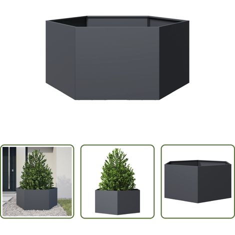 Pflanzkübel -  Pflanzkübel Anthrazit Sechseckig 104x90x45 Stahl (1/5)