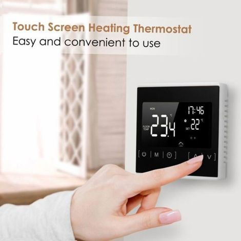 Thermostat - Écran Tactile LCD - Pour Chauffage Au Sol Électrique - Programmable - 5-2 Jours Et 6-1 Jours - Avec Capteur Externe 3 M - Antigel Et Protection Surchauffe (1/4)