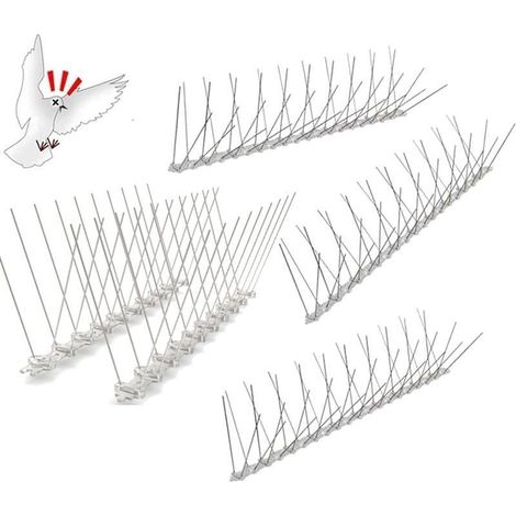 Taubenabwehrspitze aus Edelstahl, 1 m, 4 Reihen, vormontierte, flexible Vogelabwehrspitze für Spatzen, Schwalben, Krähen und Katzen (1/5)
