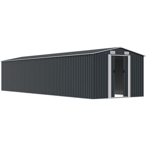 Abri de jardin anthracite 257 x 779 x 181 cm acier galvanisé - Remise jardin rangement extérieur terrasse (1/5)