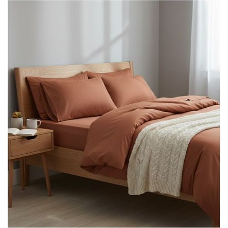Drap plat 240 x 290 cm Contemporain terracotta (1/3)