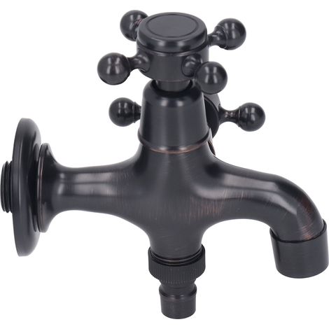 Wandarmatur komplett aus Kupfer, europäisches Retro-Design, Kalt- und Warmwasser, Waschtischarmatur für Zuhause (1/5)