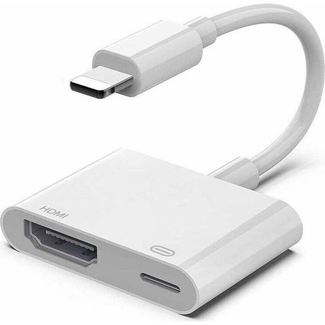 Adaptateur Lightning vers HDMI 1080p – Compatible iPhone 14 Pro, XS Max, XR, 8, 7, 6S Plus, iPad – Pour projection sur TV et moniteur (1/5)