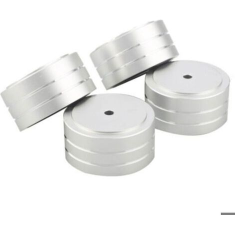 4pcs supports d'isolation – FT4020B – Aluminium CNC anodisé – pour amplificateur, platine vinyle – 40x20 mm argent (1/4)