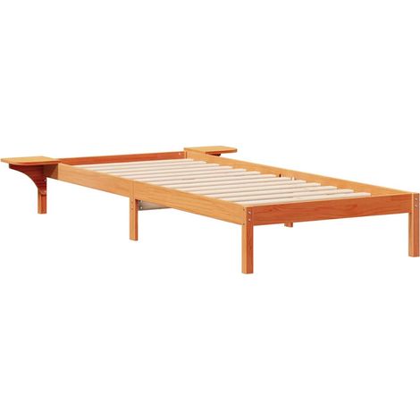 Bed Frame with Side Tables Wax Brown 90 x 220 cm vidaXL