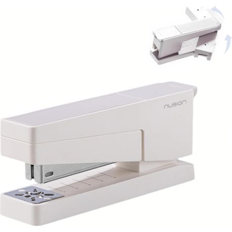 Agrafeuse de bureau, rotation à 360°, capacité de 25 feuilles, compatible avec les agrafes 24/6 et 26/6, convient au bureau et à la maison (blanc) (1/5)