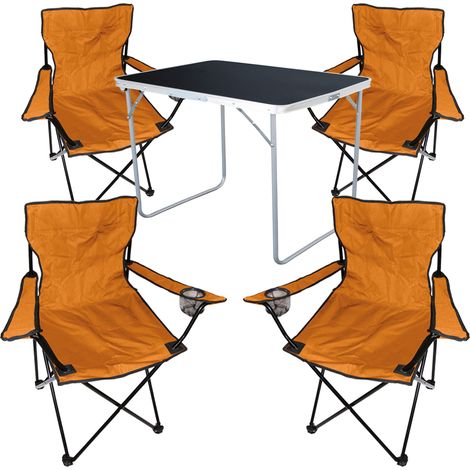 5-tlg Campingsessel Orange + Campingtisch-MMC330870B+4xMPO2468 (1/5)