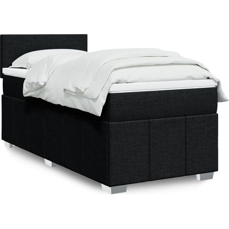 Sommier à lattes de lit et matelas Noir 80x200 cm Tissu