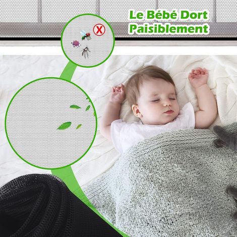 Moustiquaire Fenêtre, Réglable en Taille, ne Nécessitant Aucun Perçage, Livrée avec un Rubans Adhésifs Solide et un Outil de Coupe 1, Noir, outil pratique et simple à poser, prêt à l'emploi (1/5)