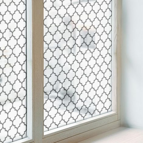 Fensterfolie 100x146 cm Selbstklebend Milchglas Dekorfolie Dekorativ Sichtschutz Fenster Folie für Schlafzimmer PVC Blickdicht Geometrisches Muster