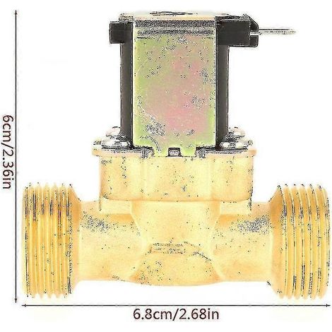 Normalerweise geschlossenes elektrisches Magnetventil G3/4 12 V DC, Messing (G3/4 D). (1/3)