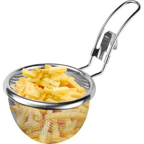 Feinmaschiges Edelstahlsieb für Pommes frites, japanische und chinesische Nudeln, Teigtaschen und hängendes Fondue
