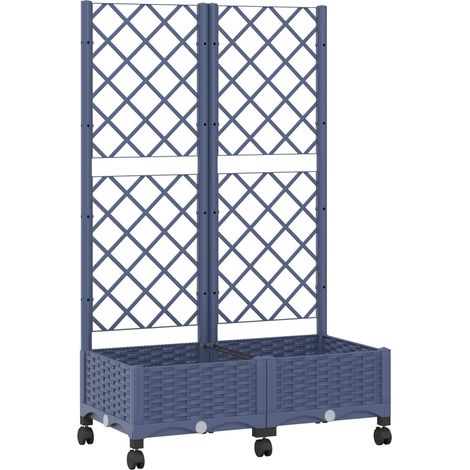 Pflanzkübel mit Spalier und Rädern Blaugrau 80 x 40 x 131,5 cm vidaXL