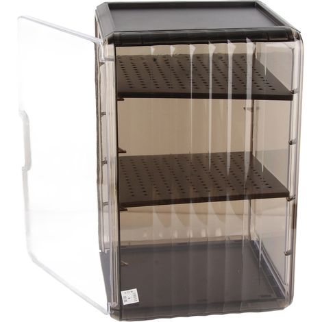 Coffret de rangement pour tasses, anti-poussière, empilable, en plastique transparent, organiseur de verres pour placard et plan de travail, grand modèle noir (1/5)