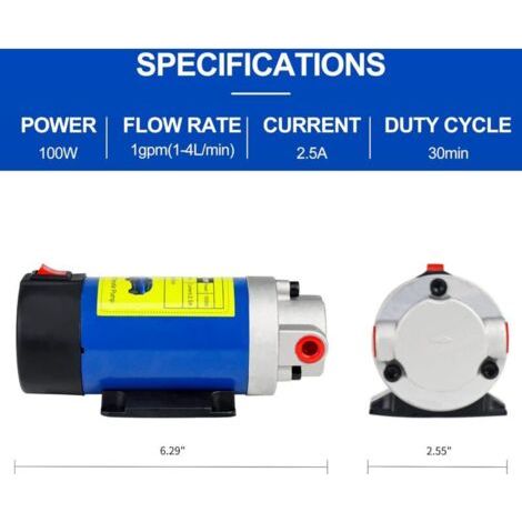 NALOOKAMIC  12V 100W Pompe à Huile Diesel Pompe Electrique Vidange Huile Moteur, Pompe de Transfert Pompe extracteur de vidange d'huile- Faible Bruit équipée de 3 Tuyaux