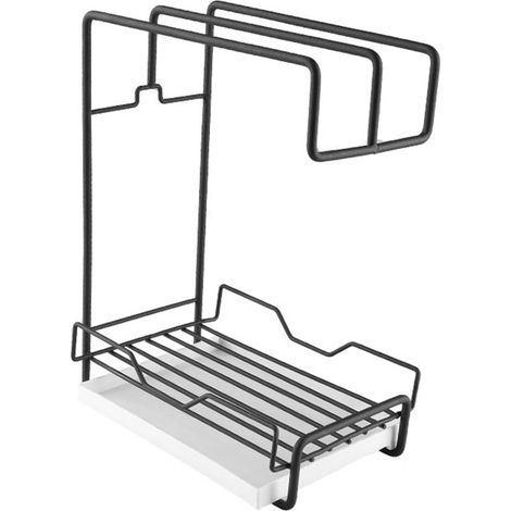 Porte-serviettes de comptoir en métal fer avec bac d'égouttage amovible, gain de place, organisateur d'évier avec étendoir à serviettes intégré. (1/4)