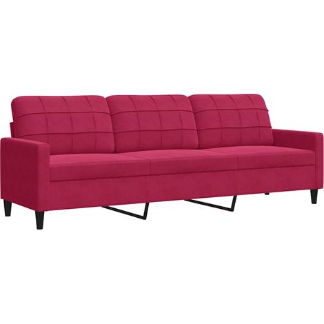 Canapé  Sofa à 3 places Rouge bordeaux 210 cm Velours (1/5)