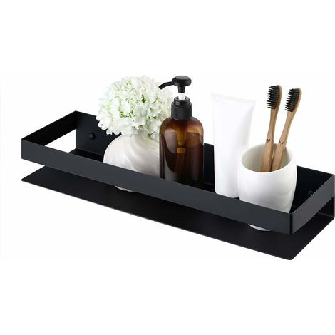 Badezimmer-Wandregal, Duschregal aus Edelstahl, 40 cm, Wandregal aus schwarzem Stahl, (1/5)