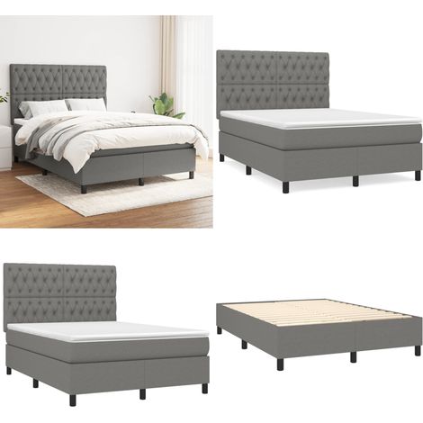 Boxspringbett mit Matratze Dunkelgrau 140x190 cm Stoff - Boxspringbett - Doppelbett - Bettenrahmen - Matratze - Nachttisch - Home & Living (1/5)