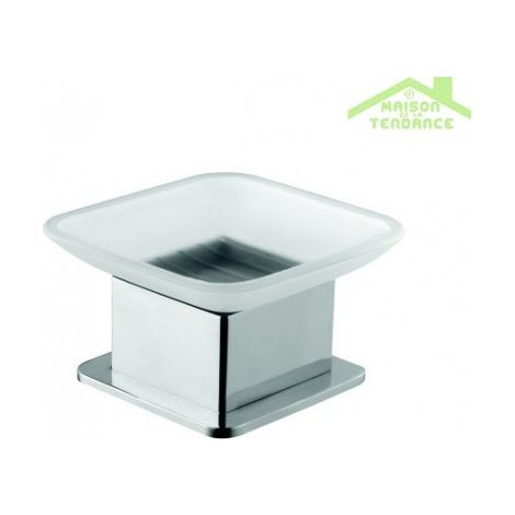Porte-savon carré pose libre en verre PLAZA 8,5x8,5x5,5 cm (1/3)