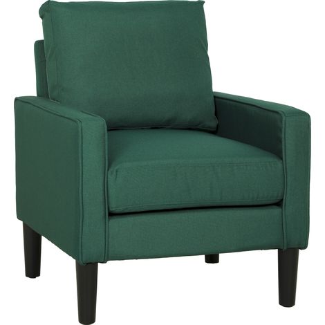 Accent Chair, Linen Armchair, 75 x 68 x 84 cm, Dark Green (1/5)