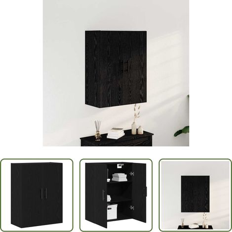 Schrank - Wandmontierter Schrank Schwarz Eichen-Optik 69,5 x 34 x 90 cm (1/5)