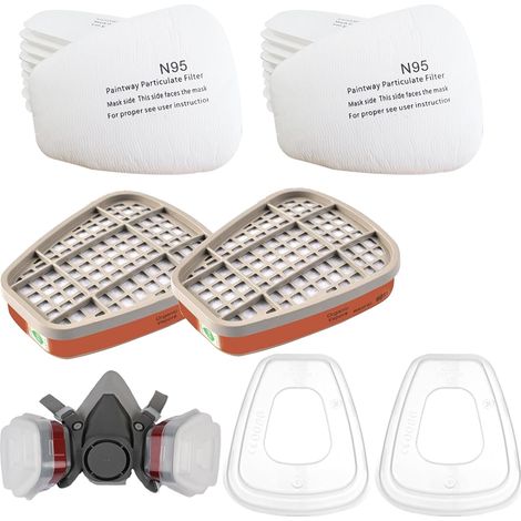 6001 Respirator Mask Filters, 2 Filters and 2 Caps, 10ft Respirator Mask Filter, Organic Vapor Filter, 10ft Filters, for Craftsman, DIY (1/5)