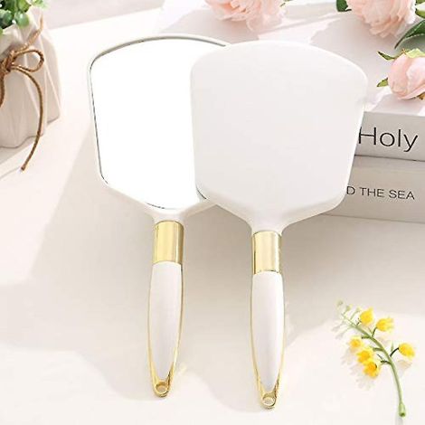 Miroir de poche avec poignée, pour maquillage à domicile, en salon ou en voyage (carré) (1/3)