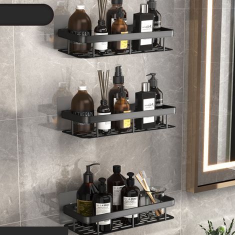 Shower shelf, no-drill storage shelf, bathroom shelf (three tiers) blackHigh quality, the ideal choice for families. (1/5)