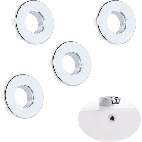 4 Pcs Trou Rond De Trop-Plein Couvercle De Trop-Plein pour éViers Anneaux De DéBordement Couvercle De Trop-Plein De Lavabo DéBordement D'éVier Anneau D'éVier pour Lavabo Salle De Bain éVier
