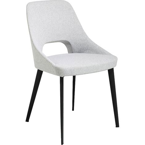 Chaise design tissu blanc et pieds noirs Angel Cerda - Blanc nuancé de fils gris (1/5)