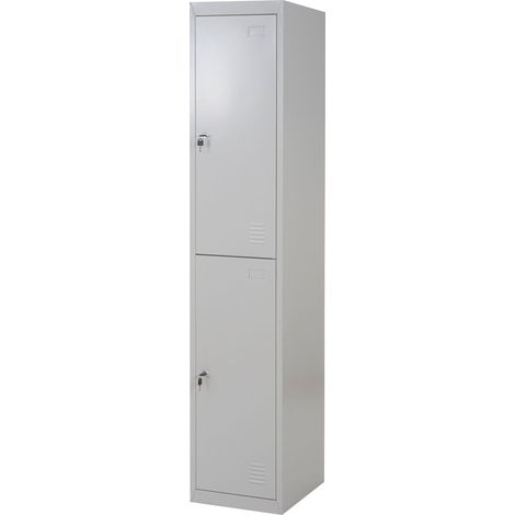Armario guardarropa taquilla 2 compartimentos con cerradura de metal gris 185x38x45cm 040001661 (1/5)