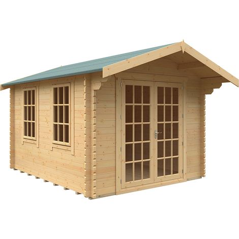 12x10w The Lotherton Plus 44mm Cabin - L355 x W295 x H261.6 cm - Solid Wood/Softwood/Pine - Natural
