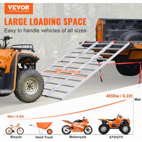 Rampes de Chargement en Alu, 0,7 t, Rampe d’Accès 3 Volets avec Sangles de Charge, Rail de Chargement Pliant pour Moto, Tracteur, V… (1/5)