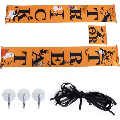 Halloween Decorations Porch Trick Or Treat Washable Party Supplies for Door Outside YardOrange (1/5)