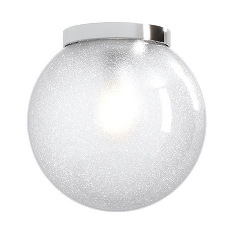 Plafoniera Contemporanea Glitter Metallo Cromo Vetro Soffiato Trasp 1 Luce E14 (1/2)