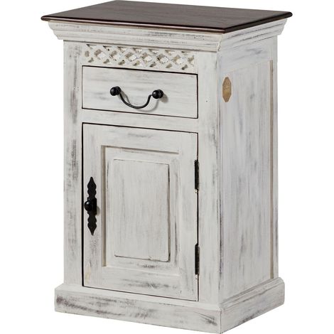 Mobile da Bagno Mango/Acacia bianco Cerato 50x35x72 cm montato CASTLE-ANTIK 112 (1/3)