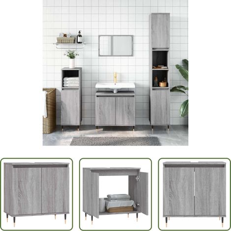 vidaXL Armoire bois d'ingénierie -  Armoire de bain sonoma gris 58x33x60 cm bois d'ingénierie (1/5)